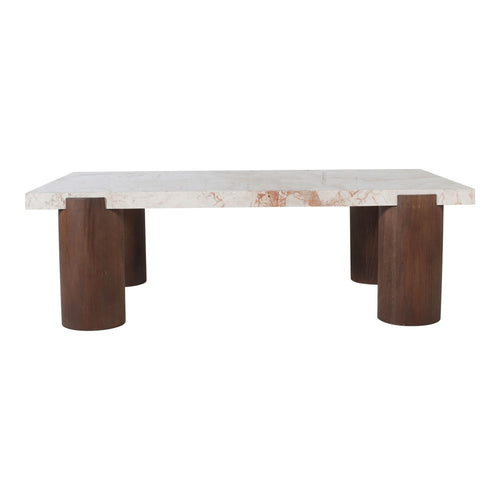 Campania Marble And Oak Wood Coffee Table in Cream