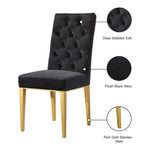 Capri Velvet Upholstered Dining Chair in Black
