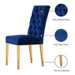 Capri Velvet Upholstered Dining Chair in Navy