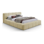 Carlin Chenille Fabric Upholstered King Bed (3 Boxes) in Beige
