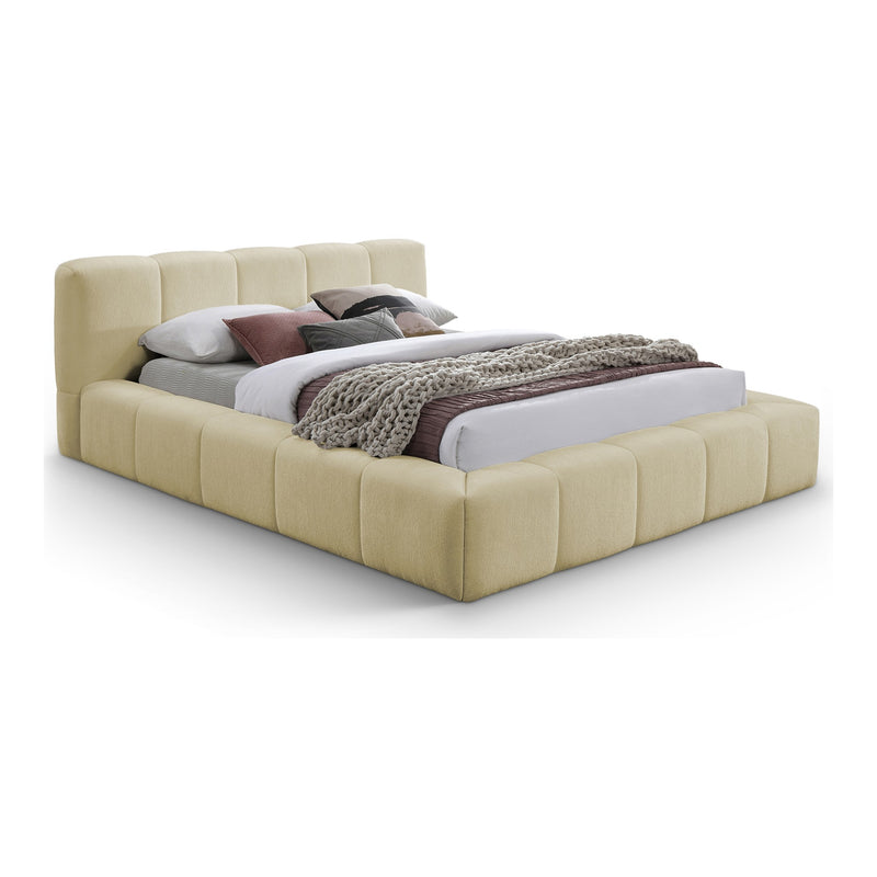 Carlin Chenille Fabric Upholstered King Bed (3 Boxes) in Beige