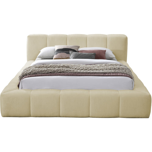 Carlin Chenille Fabric Upholstered King Bed (3 Boxes) in Beige