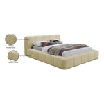 Carlin Chenille Fabric Upholstered King Bed (3 Boxes) in Beige