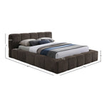 Carlin Chenille Fabric Upholstered King Bed (3 Boxes) in Brown