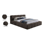 Carlin Chenille Fabric Upholstered King Bed (3 Boxes) in Brown