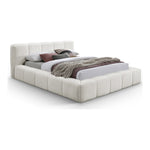 Carlin Chenille Fabric Upholstered King Bed (3 Boxes) in Cream