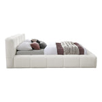 Carlin Chenille Fabric Upholstered King Bed (3 Boxes) in Cream