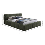 Carlin Chenille Fabric Upholstered King Bed (3 Boxes) in Olive