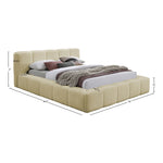 Carlin Chenille Fabric Upholstered Queen Bed (3 Boxes) in Beige