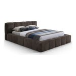 Carlin Chenille Fabric Upholstered Queen Bed (3 Boxes) in Brown