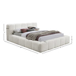 Carlin Chenille Fabric Upholstered Queen Bed (3 Boxes) in Cream