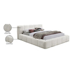 Carlin Chenille Fabric Upholstered Queen Bed (3 Boxes) in Cream