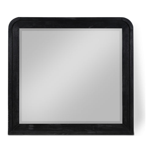 Fluted Solid Wood And Oak Veneer Mirror in Black