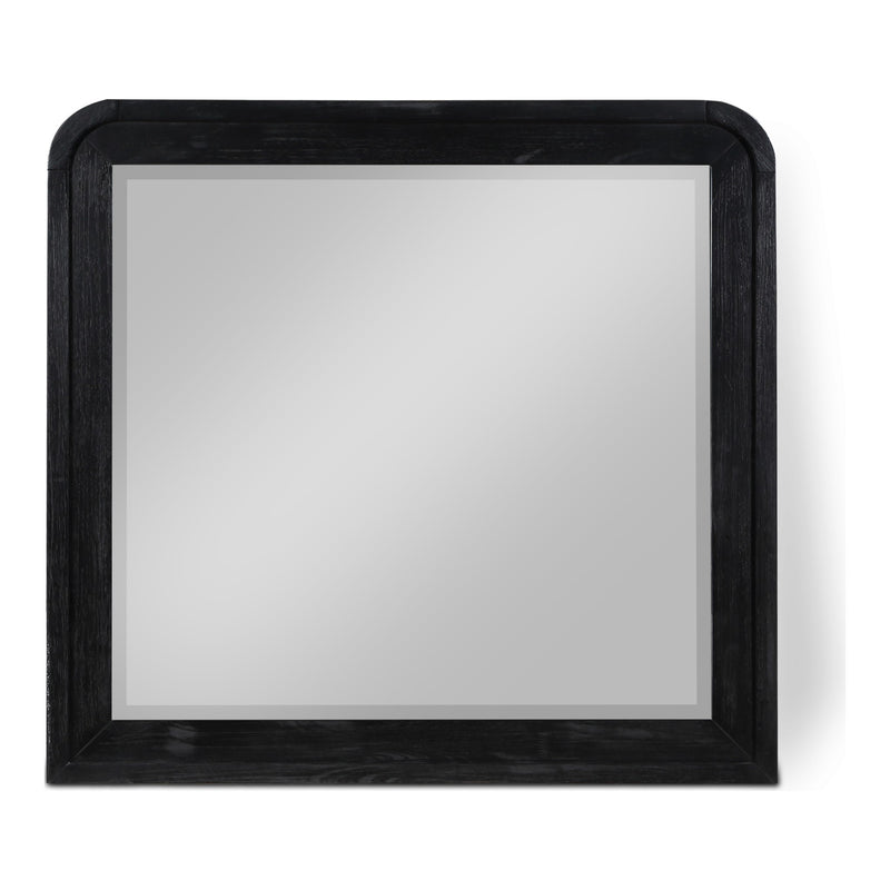 Fluted Solid Wood And Oak Veneer Mirror in Black