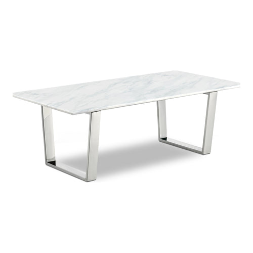 Carlton Marble Veneer Top And Steel Base Coffee Table in Chrome