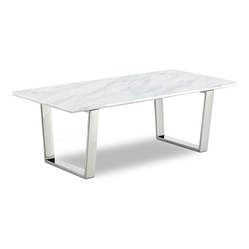 Carlton Marble Veneer Top And Steel Base Coffee Table in Chrome