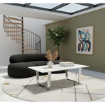 Carlton Marble Veneer Top And Steel Base Coffee Table in Chrome