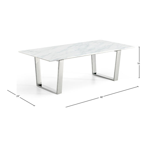 Carlton Marble Veneer Top And Steel Base Coffee Table in Chrome