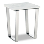 Carlton Marble Veneer Top And Steel Base End / Side Table in Chrome