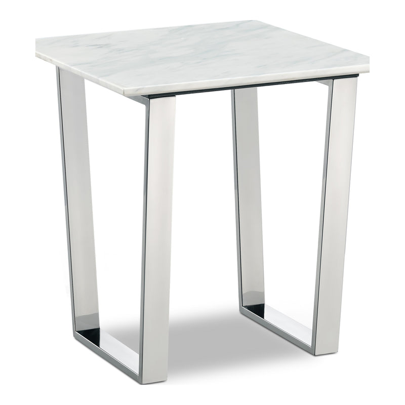 Carlton Marble Veneer Top And Steel Base End / Side Table in Chrome