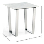 Carlton Marble Veneer Top And Steel Base End / Side Table in Chrome