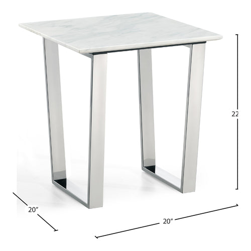Carlton Marble Veneer Top And Steel Base End / Side Table in Chrome