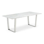 Carlton 78" Marble Veneer Top And Steel Base Dining Table in Chrome