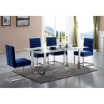 Carlton 78" Marble Veneer Top And Steel Base Dining Table in Chrome