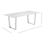 Carlton 78" Marble Veneer Top And Steel Base Dining Table in Chrome