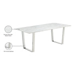 Carlton 78" Marble Veneer Top And Steel Base Dining Table in Chrome