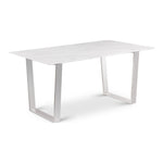 Carlton 64" Marble Veneer Top And Steel Base Dining Table in White