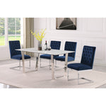 Carlton 64" Marble Veneer Top And Steel Base Dining Table in White