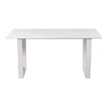 Carlton 64" Marble Veneer Top And Steel Base Dining Table in White
