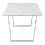 Carlton 64" Marble Veneer Top And Steel Base Dining Table in White