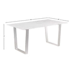 Carlton 64" Marble Veneer Top And Steel Base Dining Table in White