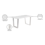 Carlton 64" Marble Veneer Top And Steel Base Dining Table in White