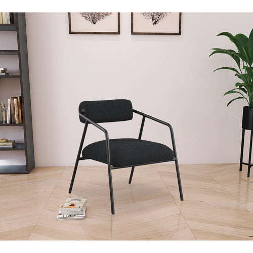 Carly Boucle Fabric Upholstered Accent Chair in Black