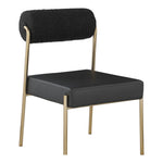 Carly Boucle Fabric And Vegan Leather Upholstered Dining Chair in Black
