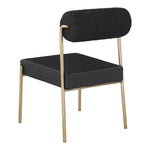 Carly Boucle Fabric And Vegan Leather Upholstered Dining Chair in Black