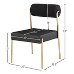Carly Boucle Fabric And Vegan Leather Upholstered Dining Chair in Black