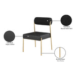 Carly Boucle Fabric And Vegan Leather Upholstered Dining Chair in Black