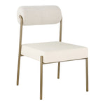 Carly Boucle Fabric And Vegan Leather Upholstered Dining Chair in Cream