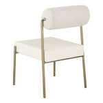 Carly Boucle Fabric And Vegan Leather Upholstered Dining Chair in Cream
