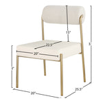 Carly Boucle Fabric And Vegan Leather Upholstered Dining Chair in Cream