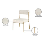 Carly Boucle Fabric And Vegan Leather Upholstered Dining Chair in Cream