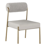 Carly Boucle Fabric And Vegan Leather Upholstered Dining Chair in Taupe