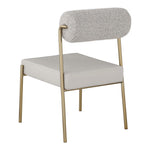Carly Boucle Fabric And Vegan Leather Upholstered Dining Chair in Taupe