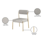Carly Boucle Fabric And Vegan Leather Upholstered Dining Chair in Taupe
