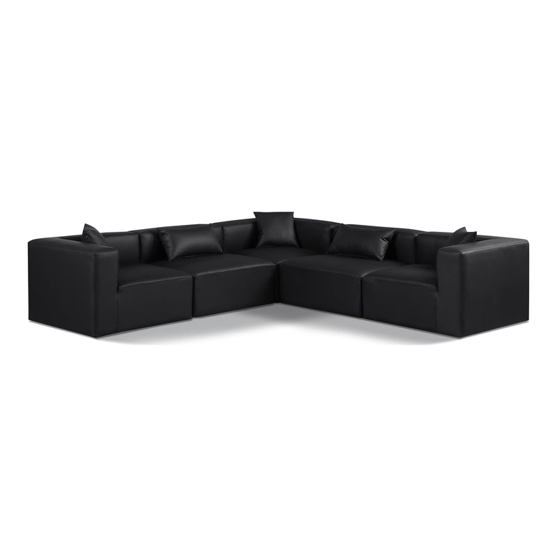 Cube 108" Vegan Leather Upholstered 5pc. Modular Sectional in Black