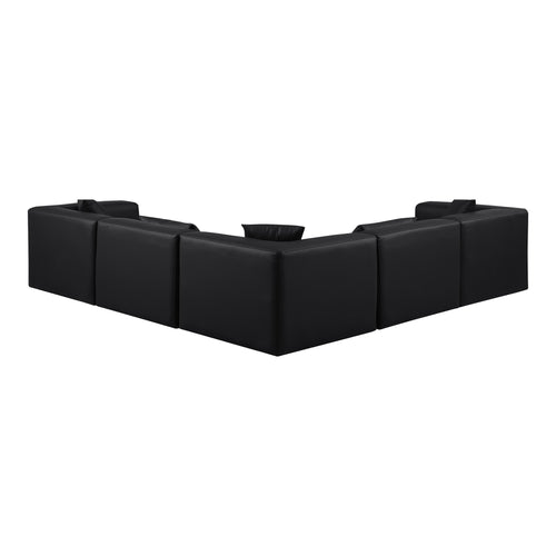 Cube 108" Vegan Leather Upholstered 5pc. Modular Sectional in Black